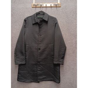 Women's Bernard Holtzman Quilted Coat Black Button Front Jacket Lightweight